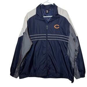 NFL Chicago Bears Team Apparel‎ Reebok Windbreaker Jacket XL Navy Blue Orange SI